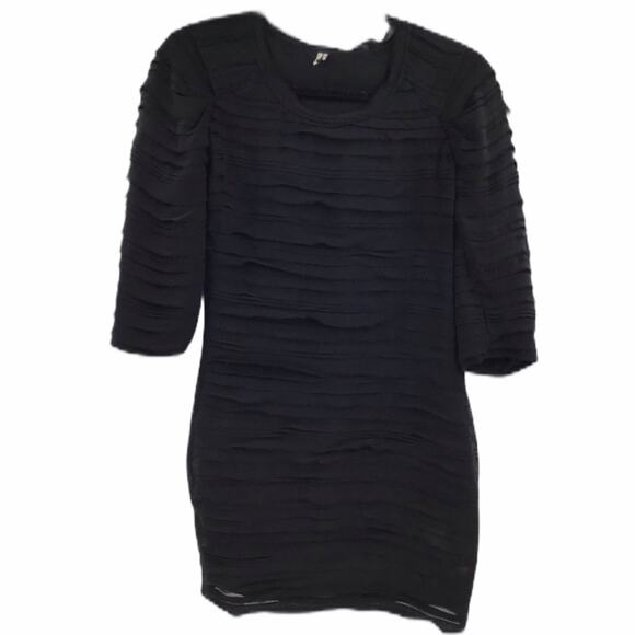 Zanita IRO Silk Black Dress s/2us 3/4 Sleeves Ruffle Details - Picture 1 of 7